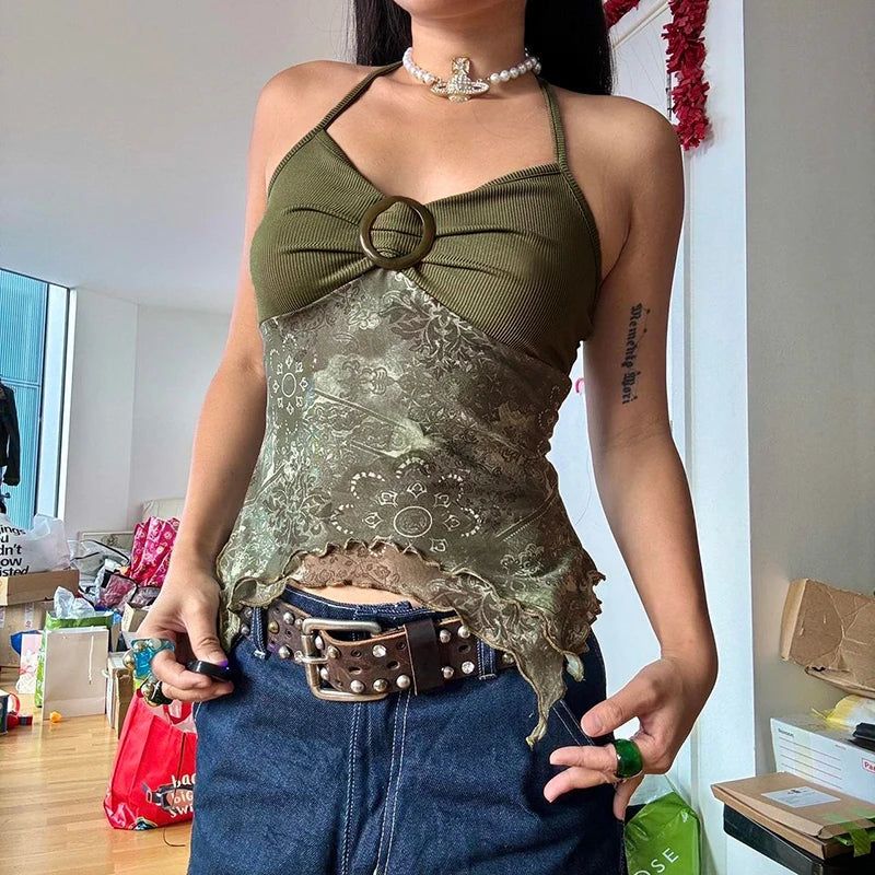 Fairycore Grunge Backless Top