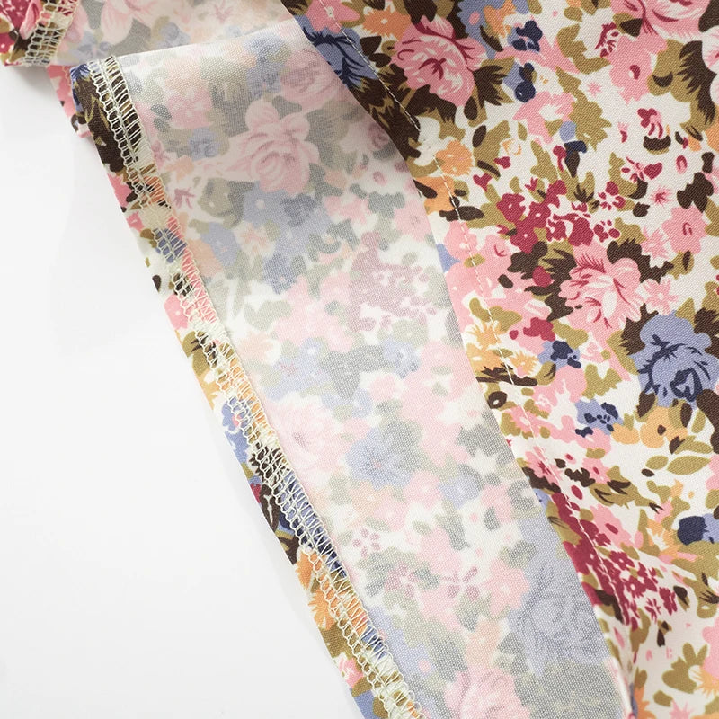 Floral Backless Pleated Two Piece Set