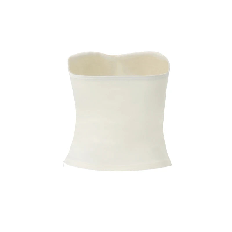 Apricot Strapless Backless Ruched Slim Top