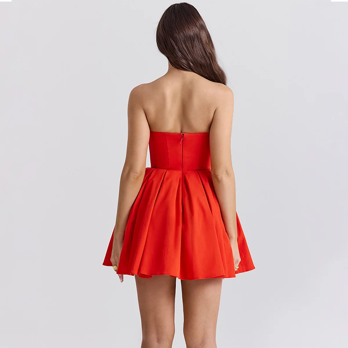 Strapless Bodycon Dress Mini White Corset Dress Casual Flare Dress