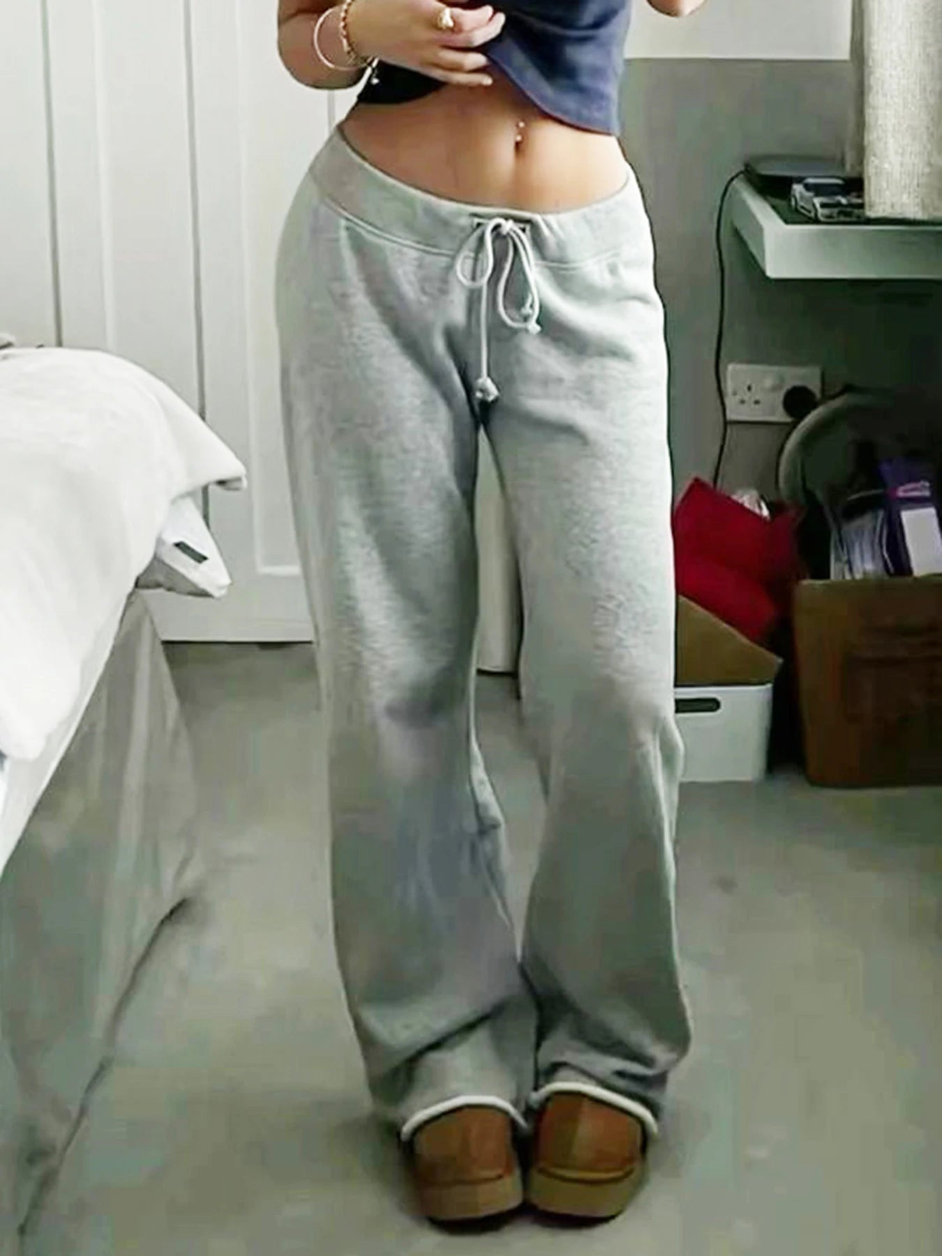 Joggers Sweatpants Lace-up Straight Pants Bottoms