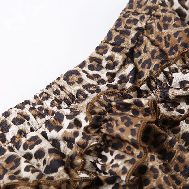 Leopard Print Mini Skirts Ruched 's Bottoms