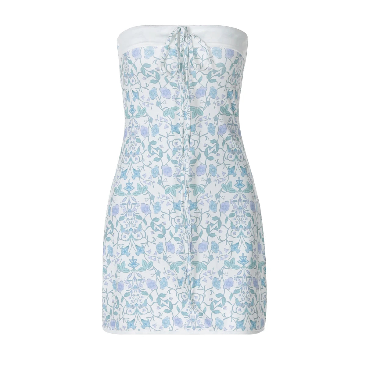 Floral Strapless Patchwork Bodycon Mini Dress