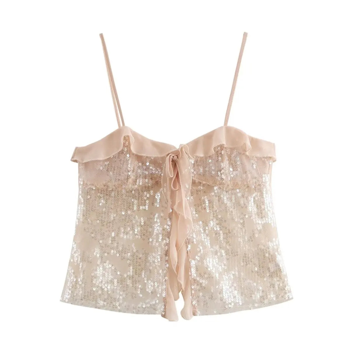 European and American and Versatile Sequined Suspender Top
