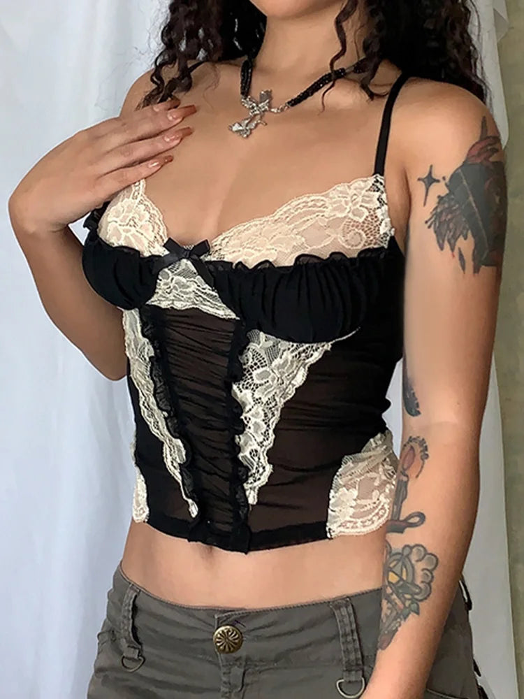 Lace Corset Mesh Top