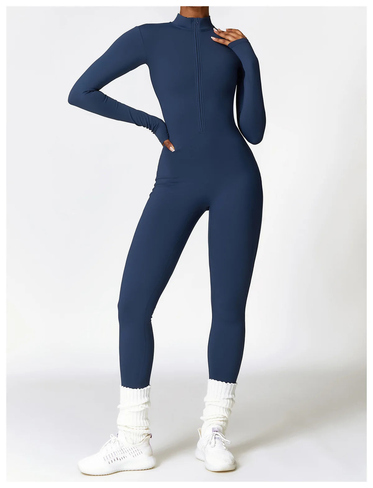 Zipper Yoga Rompers Long Sleeved One-piece Sports Gym Jumpsuits Workout High-intensity Fitness Skin-tight Garment