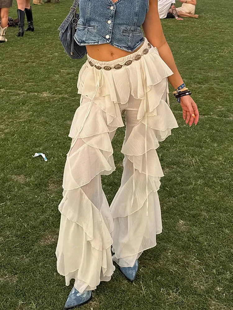 Irregular Tierred Flare Pants