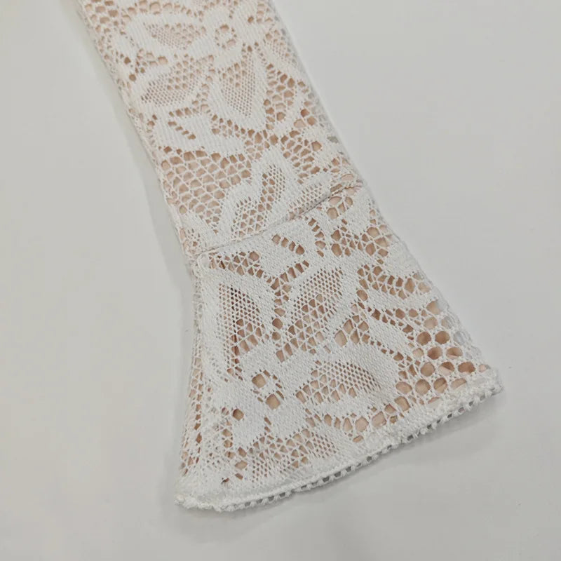 Hollow Out Long Sleeve Cocktail Dress for Stand Collar Dresses Lace Dresses
