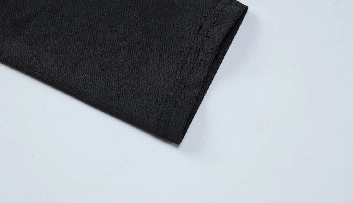 Two Pcs Sets Black Long Sleeve Hollow Out Slips Buttons Crop Top Wide Leg Pants