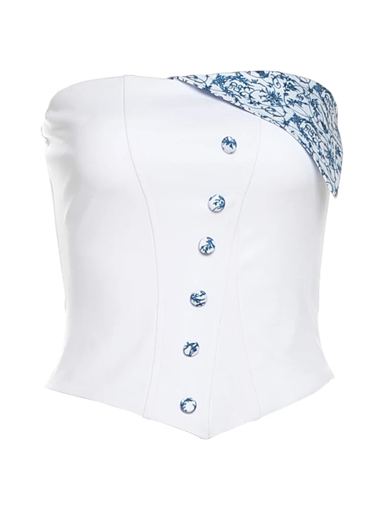 Button Corset Top Irregular Hem Pretty Wild Vest