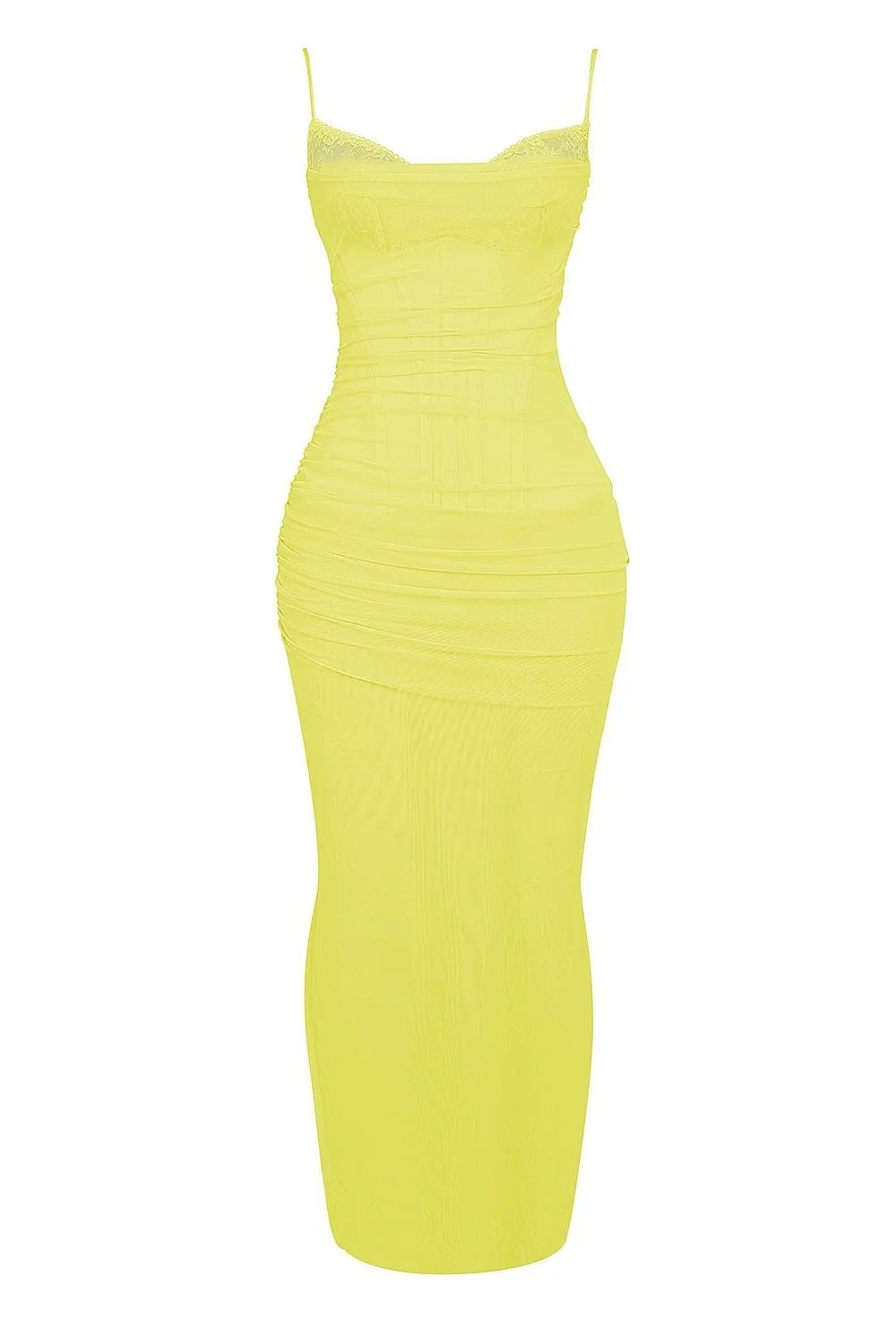 Spaghetti Strap Mesh Patchwork Double Layered Dress Bodycon Zipper Dress