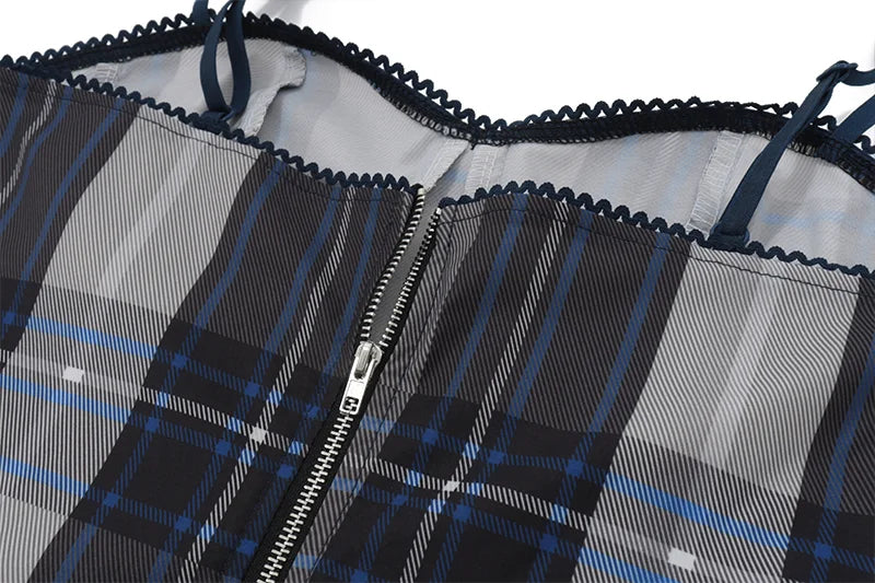 Plaid Patchwork Slim Tank Top
