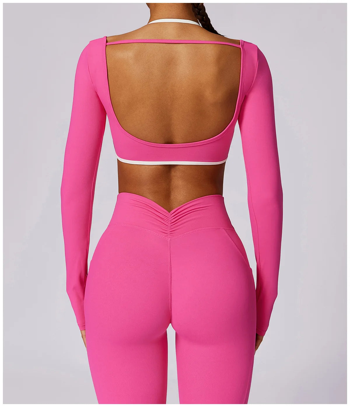 2 Pieces Tracksuit Yoga Set Workout Sports Gym Fitness Long Sleeve Crop Top High Waist Leggings Sports Suits