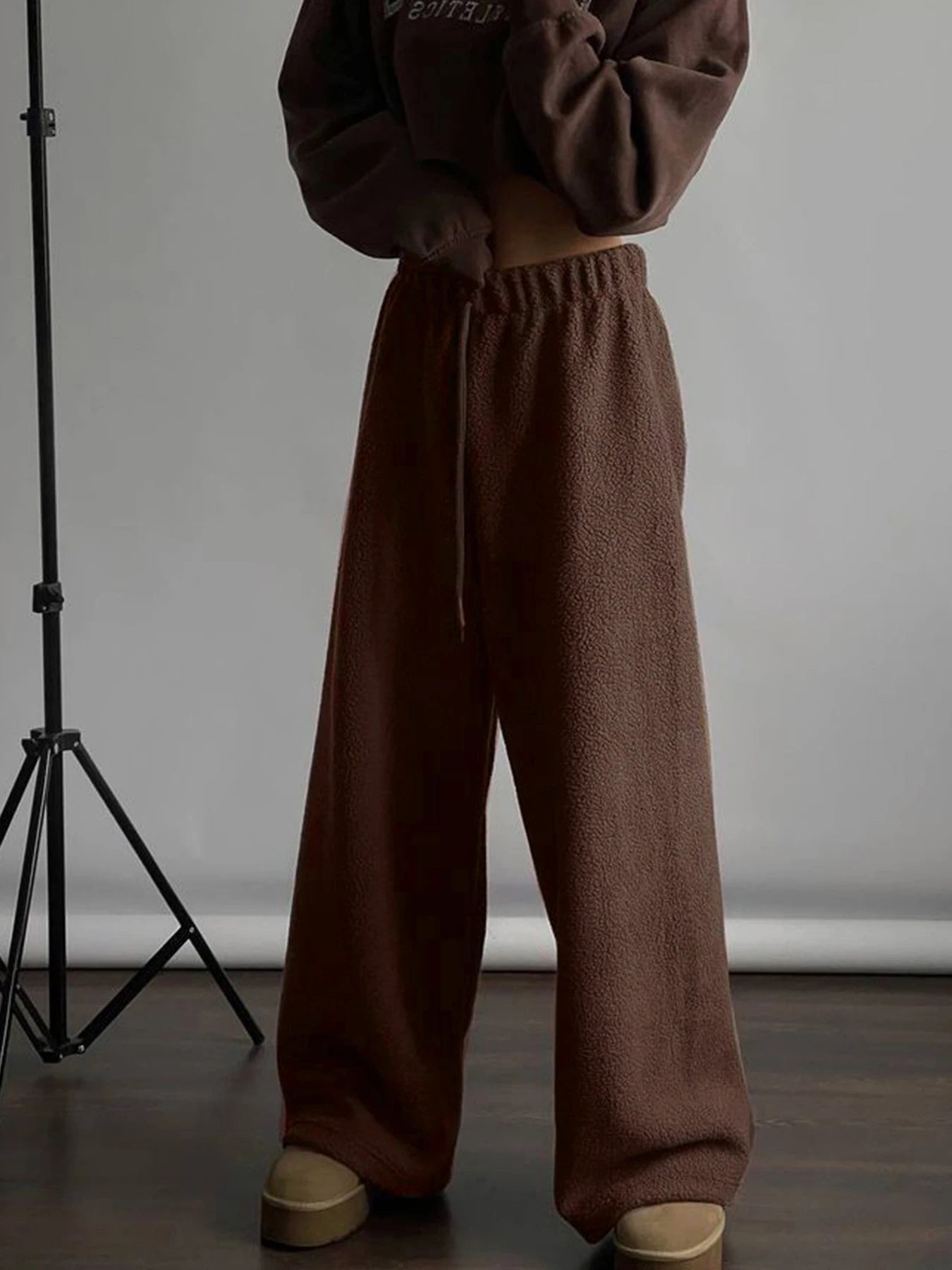 's Thermal Lined Pants Comfy Trousers Fall Drawstring Bottoms Daily