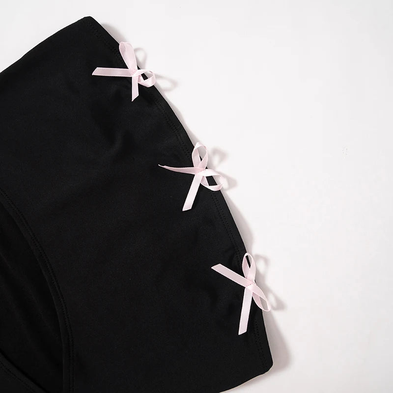 Kawaii Bow Mini Dress Korean Lace Trim A-Line Dress Fairycore 00S Y2K Coquette