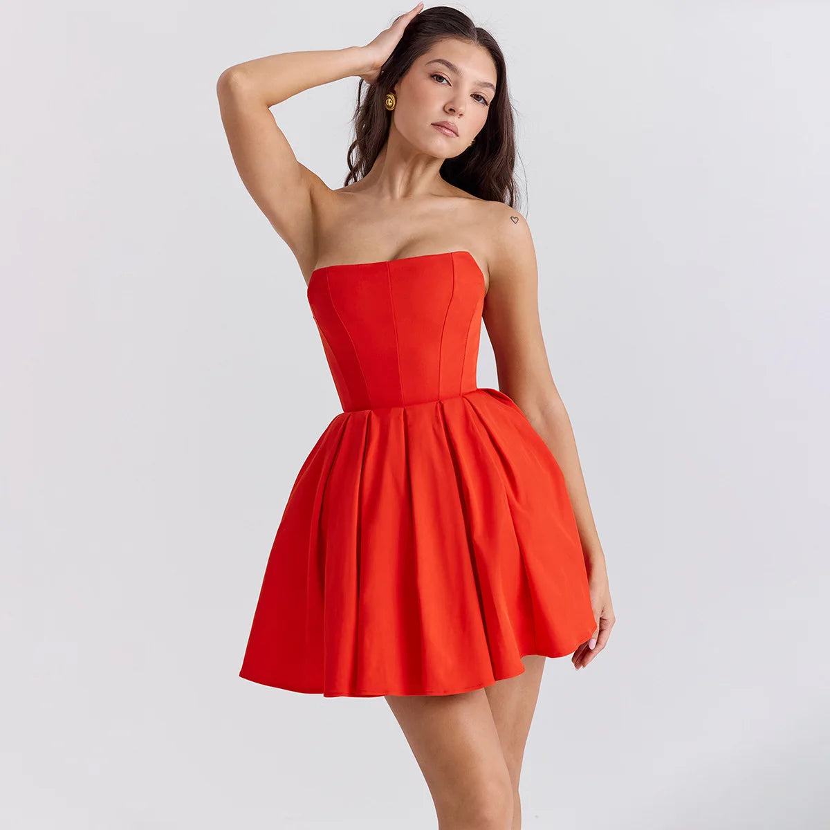 Strapless Bodycon Dress Mini White Corset Dress Casual Flare Dress