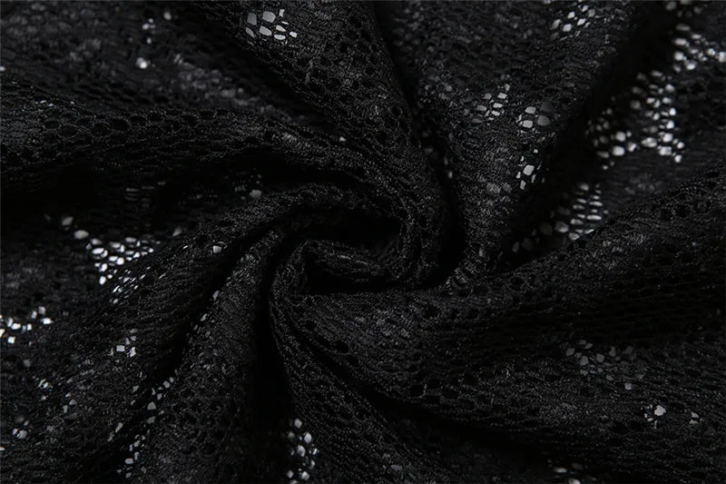 Black See Through Lace Slit Maxi Dress