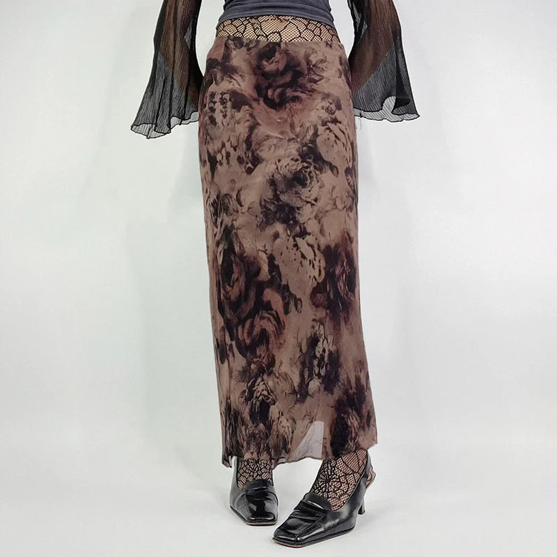 Straight Skirt Long Bottom Retro Fairycore Grunge