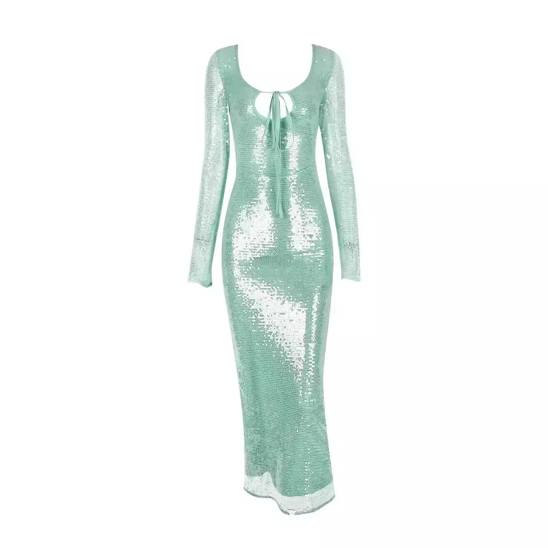 Long Sleeve mal Occasion Dresses for Sequins Maxi Dress Wedding Guest Dresses