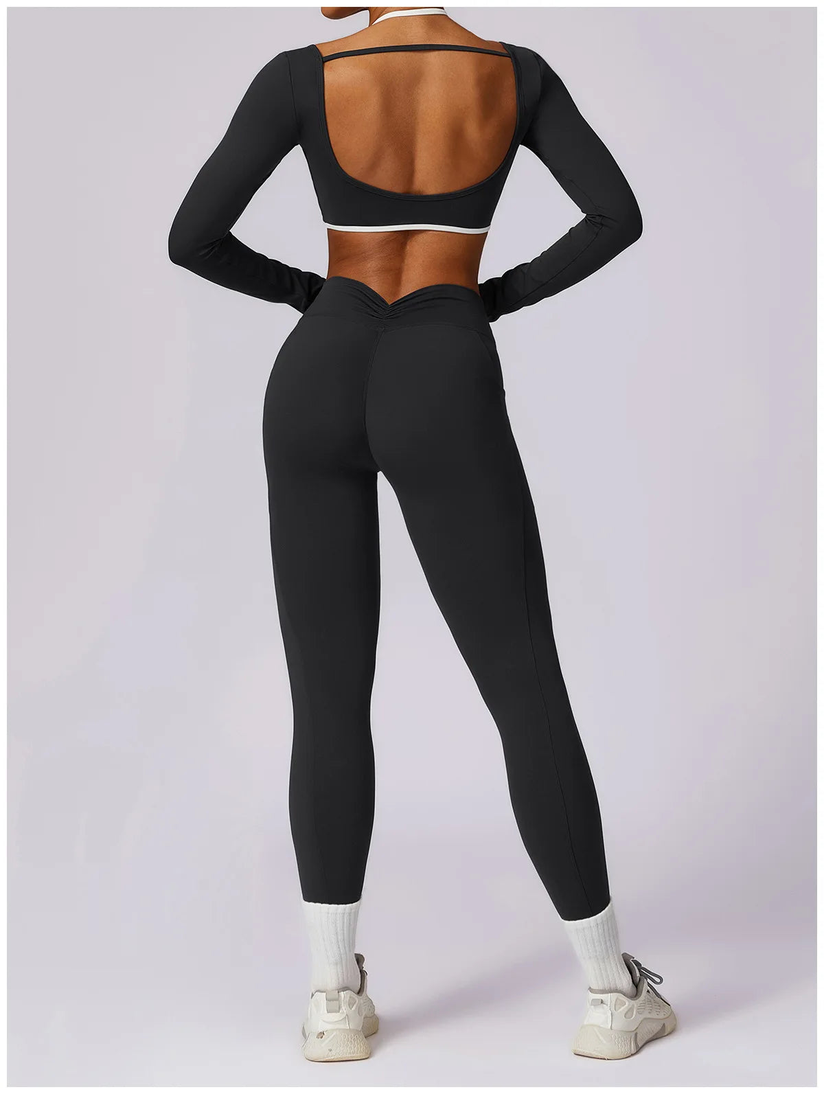 2 Pieces Tracksuit Yoga Set Workout Sports Gym Fitness Long Sleeve Crop Top High Waist Leggings Sports Suits