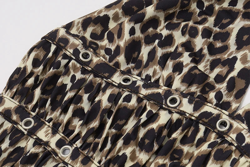 Leopard V-Neck Backless Halter Sleeveless Top