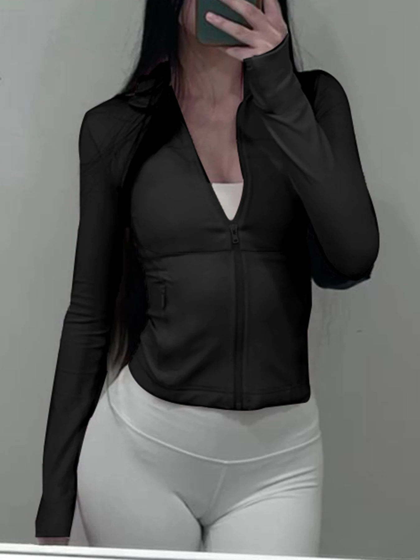 Slim 's Hooded Jackets Zip Up Bodycon Coats