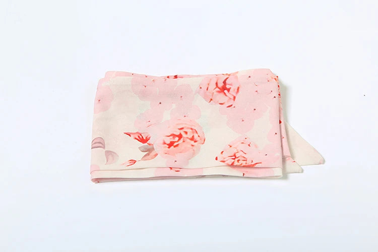Patchwork Sweet Wrap Top Scarf Floral Ruffles printing Irregular Hem Three-Dimensional Flower Decoration Bandeau