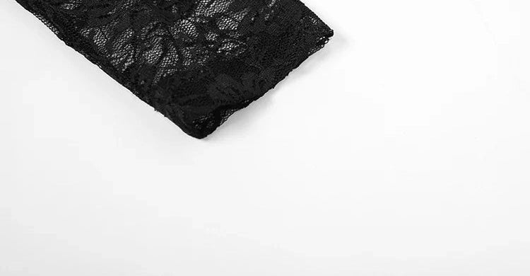 Black Mysterious Lace Stitching Mature Fishbone Beautiful Sweet Gentle Long Sleeve Hip Short Dress
