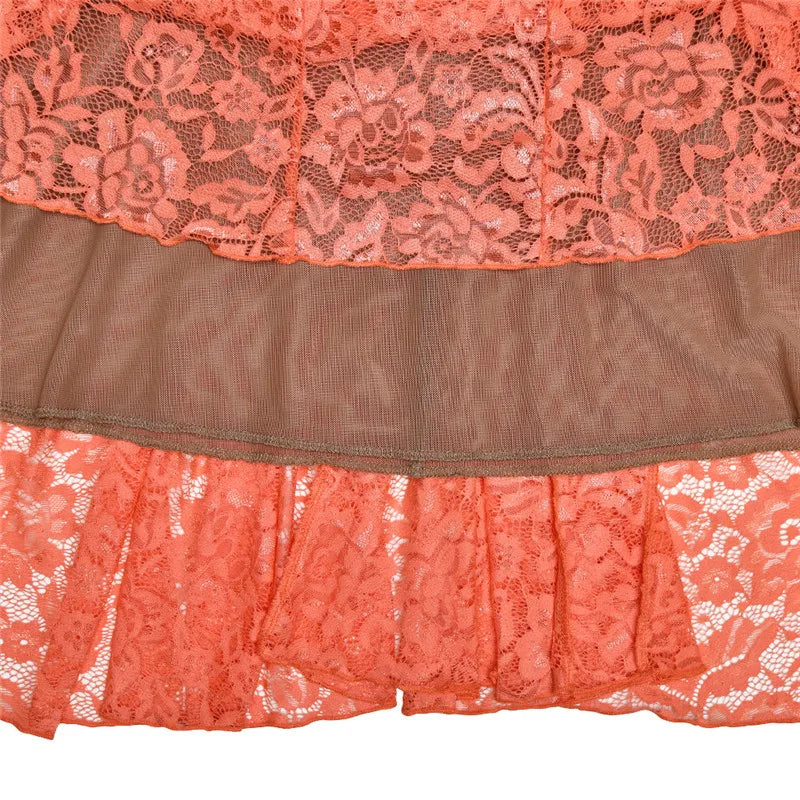 Floral Lace Maxi Dress For Orange Spaghetti Strap Sleeveless Backless Bodycon Long Dress