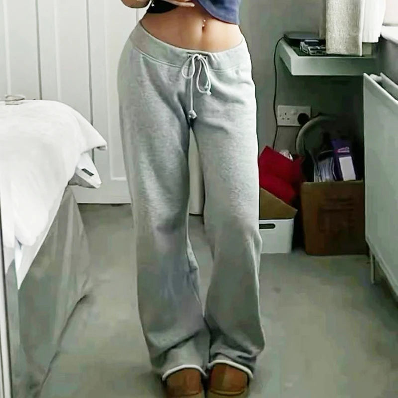 Joggers Sweatpants Lace-up Straight Pants Bottoms