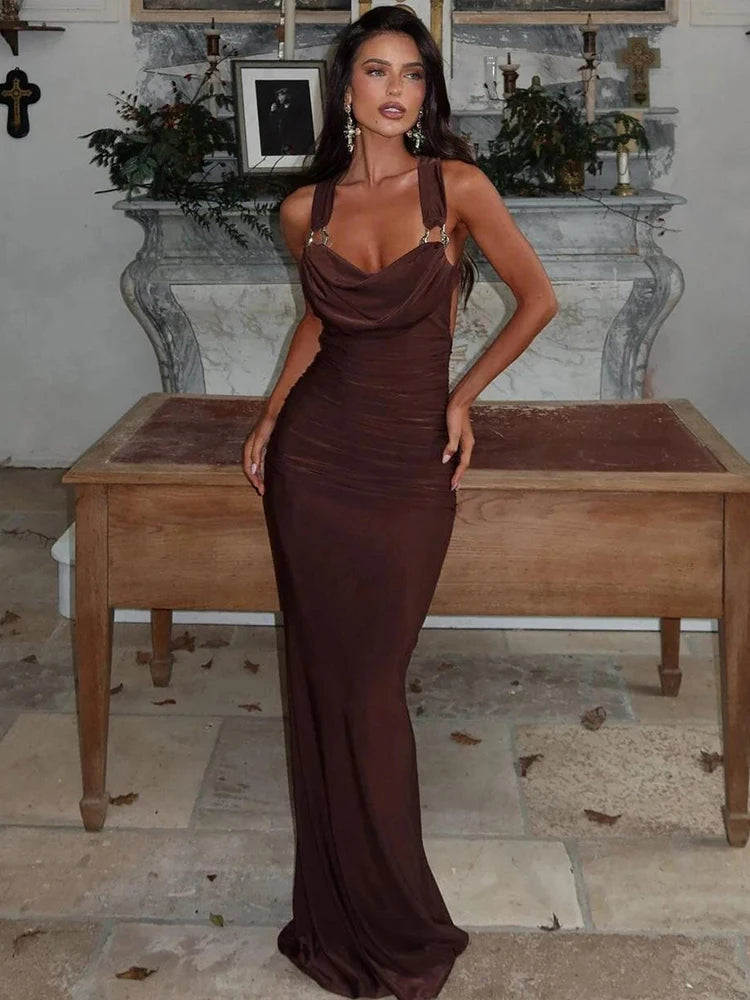 Slim Halter Cleavage Backlessss Dress