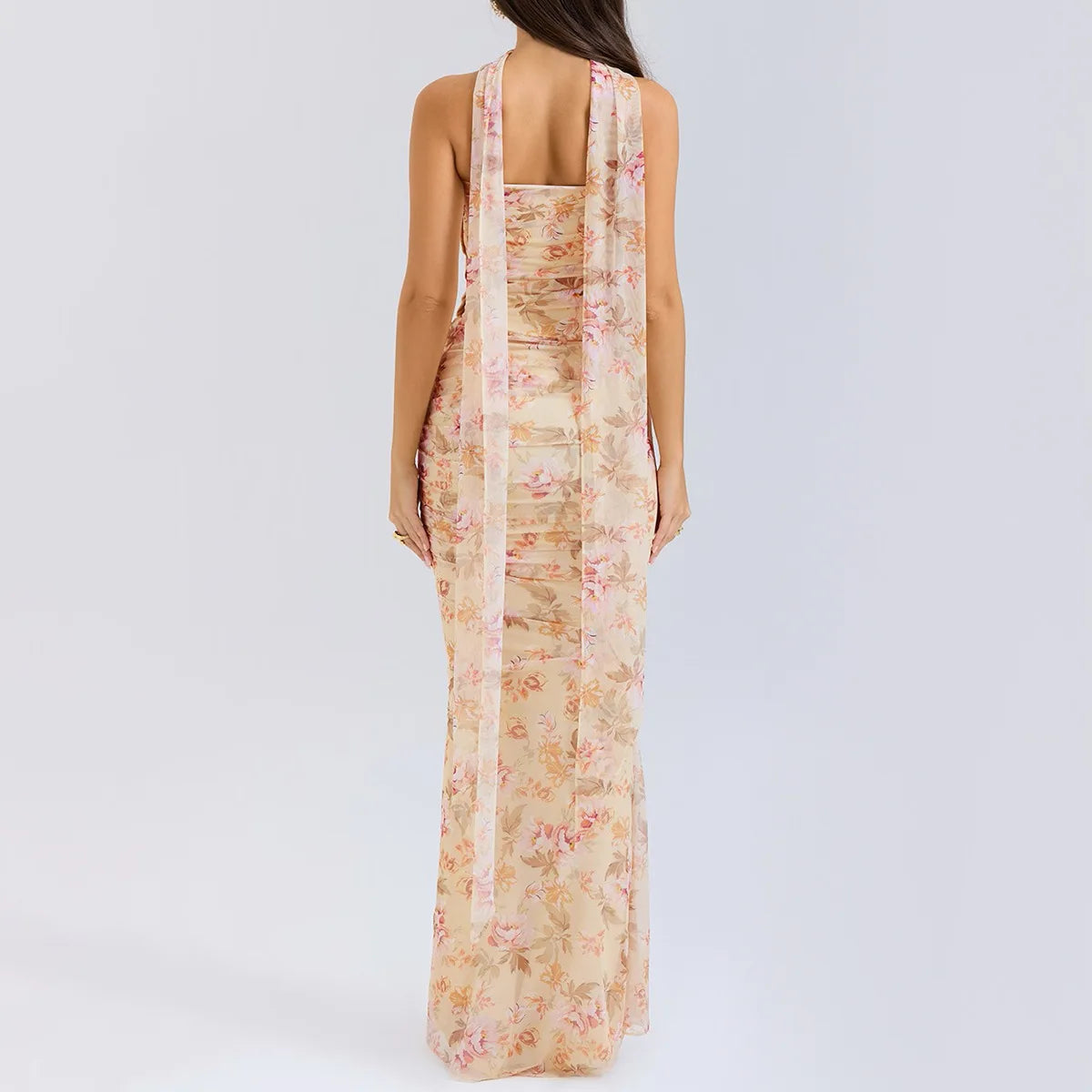 2 Pieces Dress Set with Scarf Matching Sets Cropped Top and Long Dress Set Casual Dress