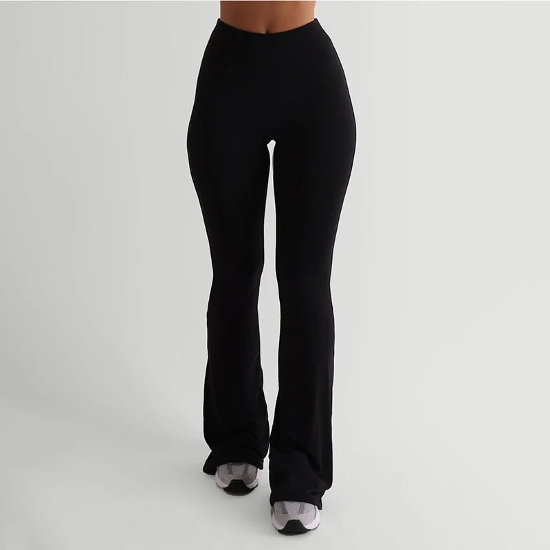 Slim color Micro Flare Pant baic Sport Jogging Trouer Floor Length Bottom