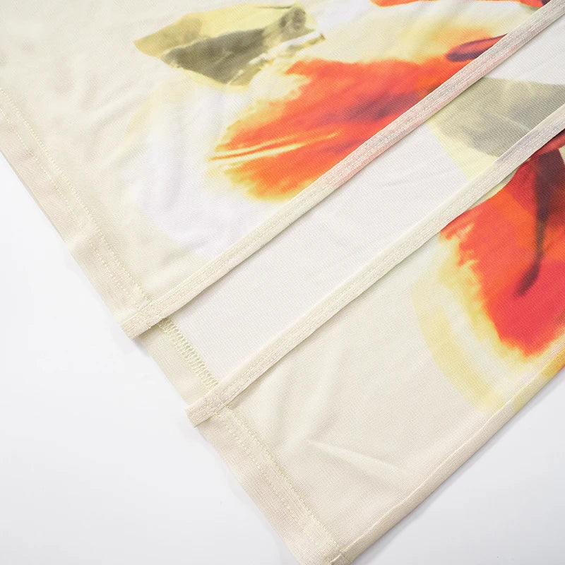 Apricot See Through Maxi Dress
