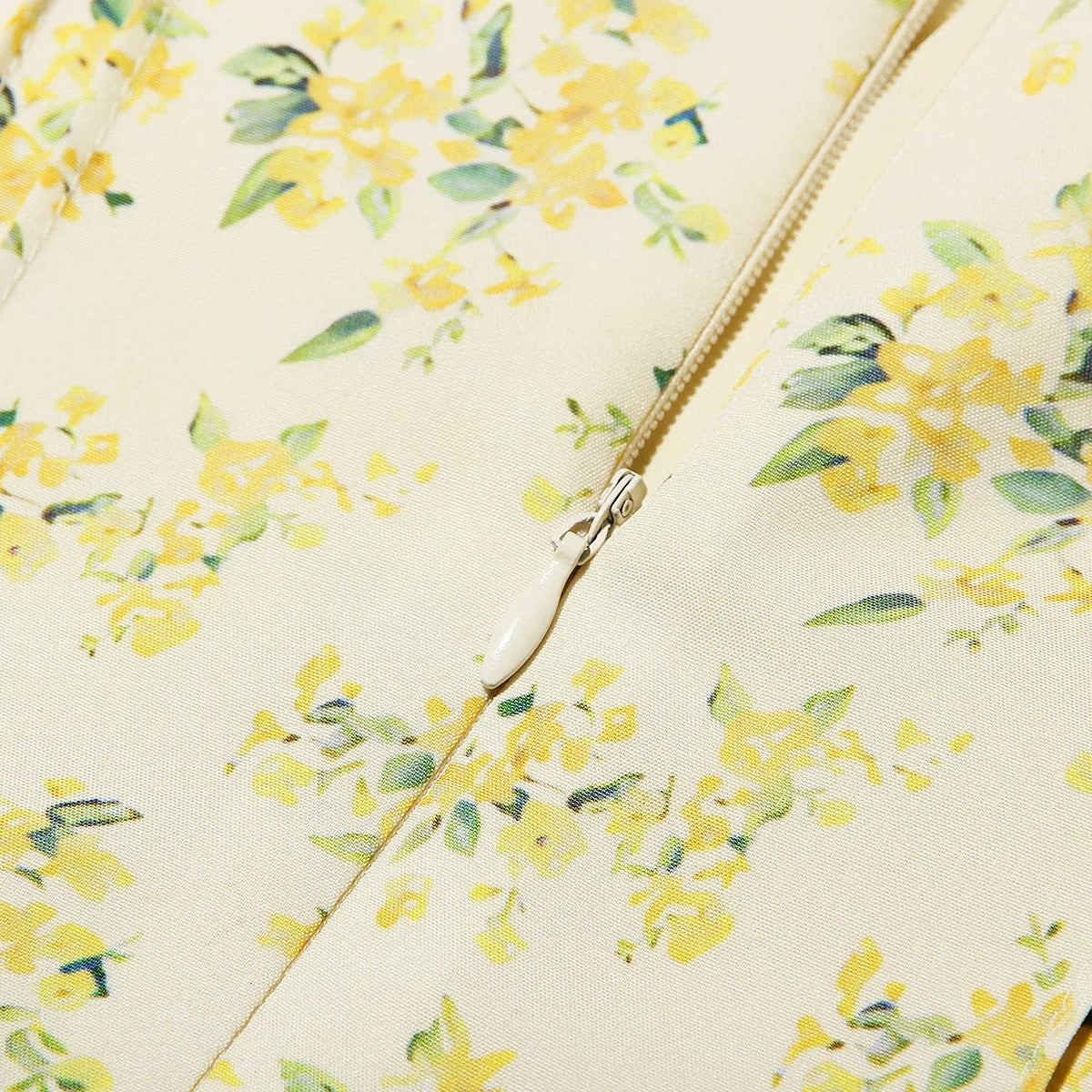 Yellow Floral V Neck Mini Dress