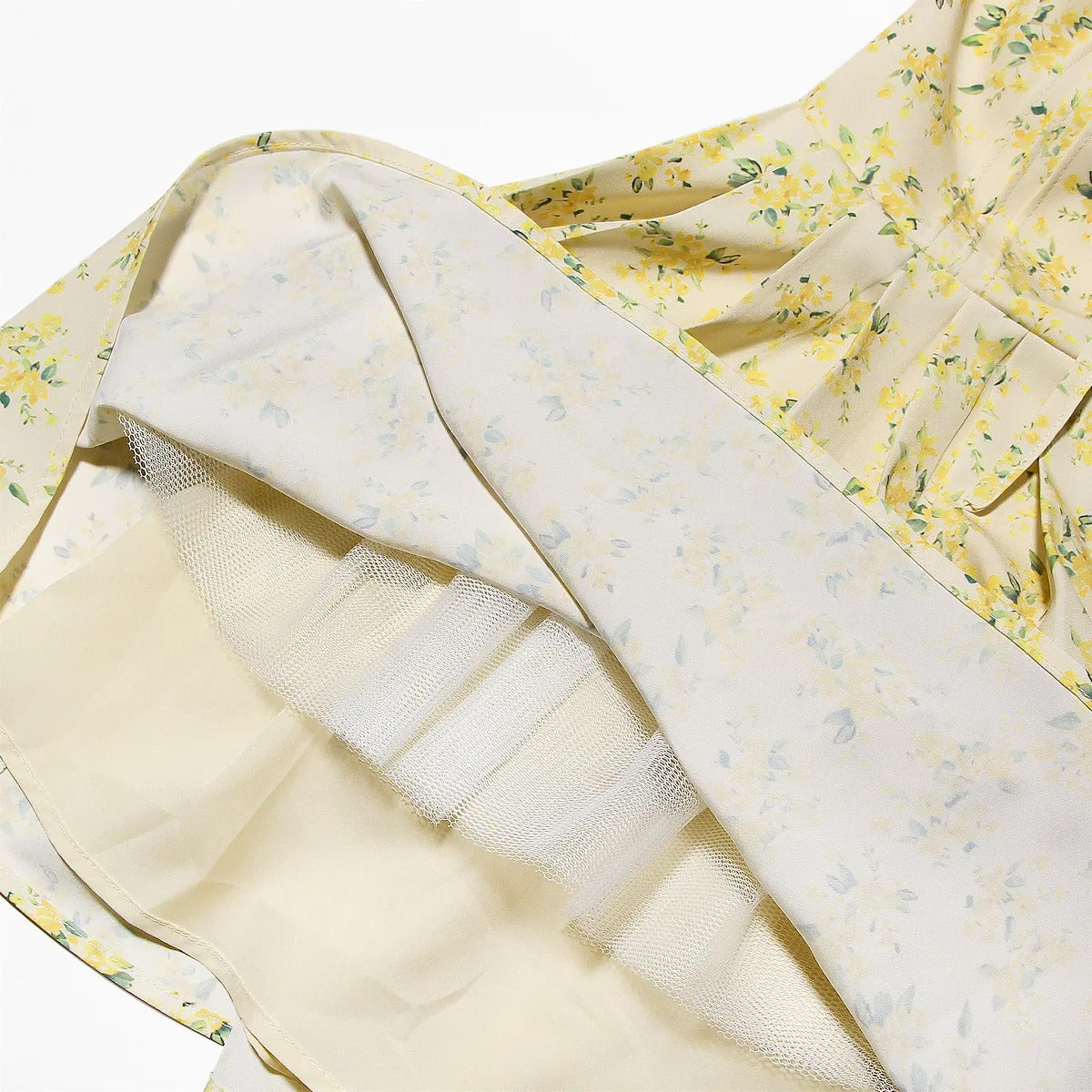 Yellow Floral V Neck Mini Dress