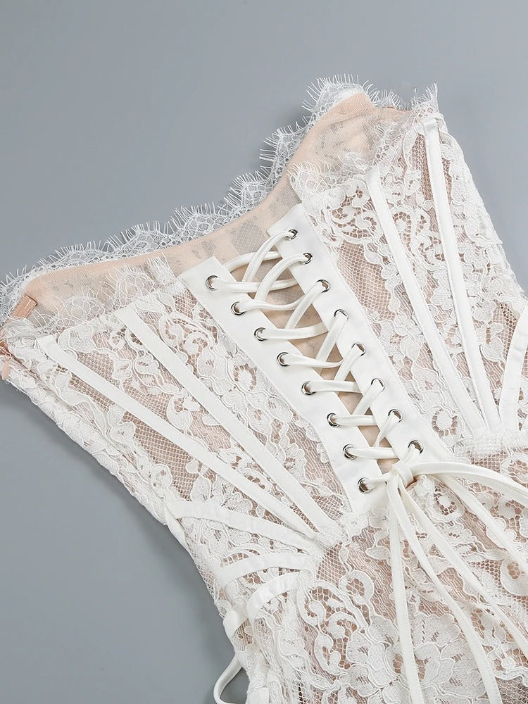 Strapless Lace Corset Mini Dress