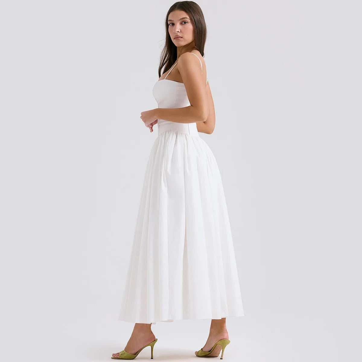 White V-Neck Maxi Dress