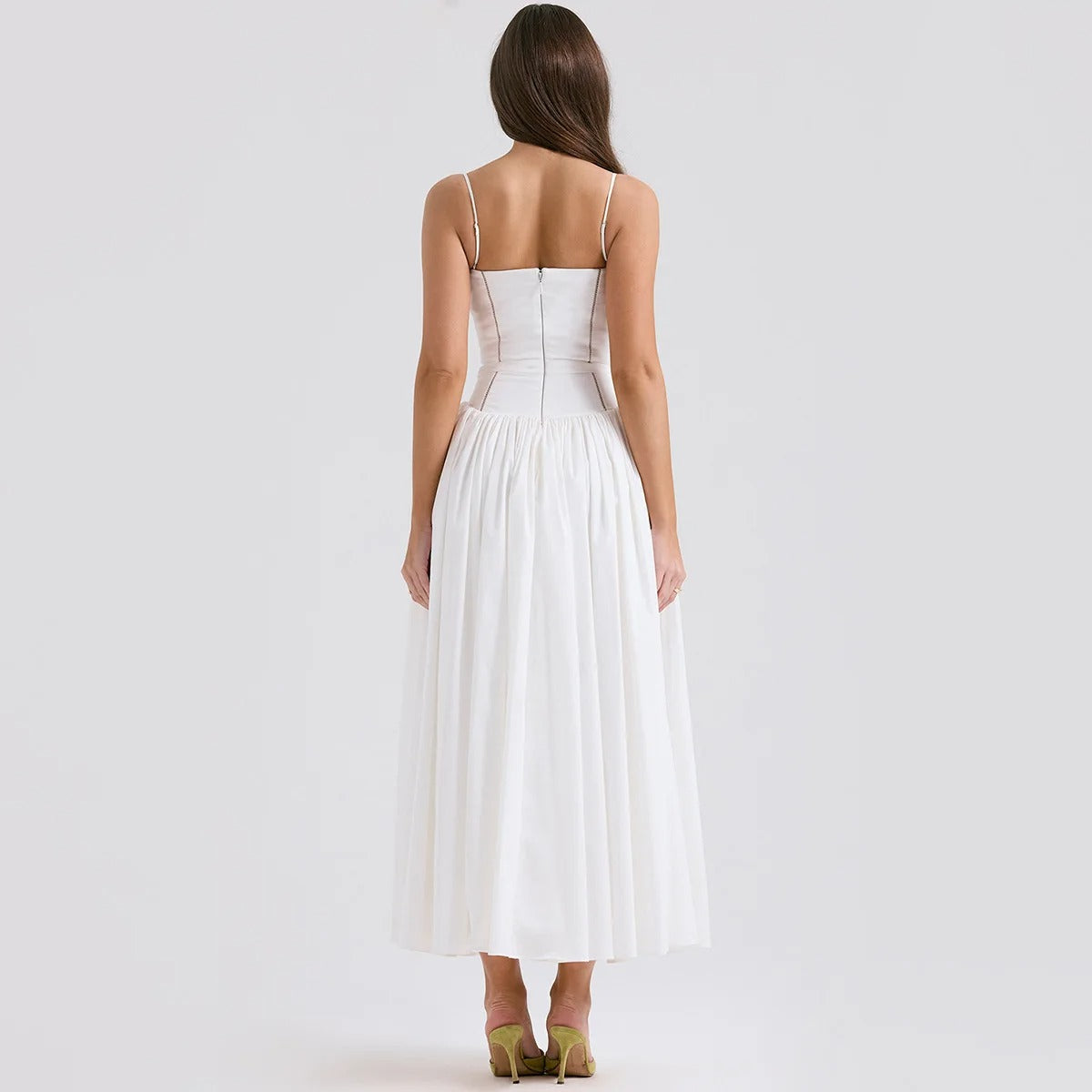 White V-Neck Maxi Dress