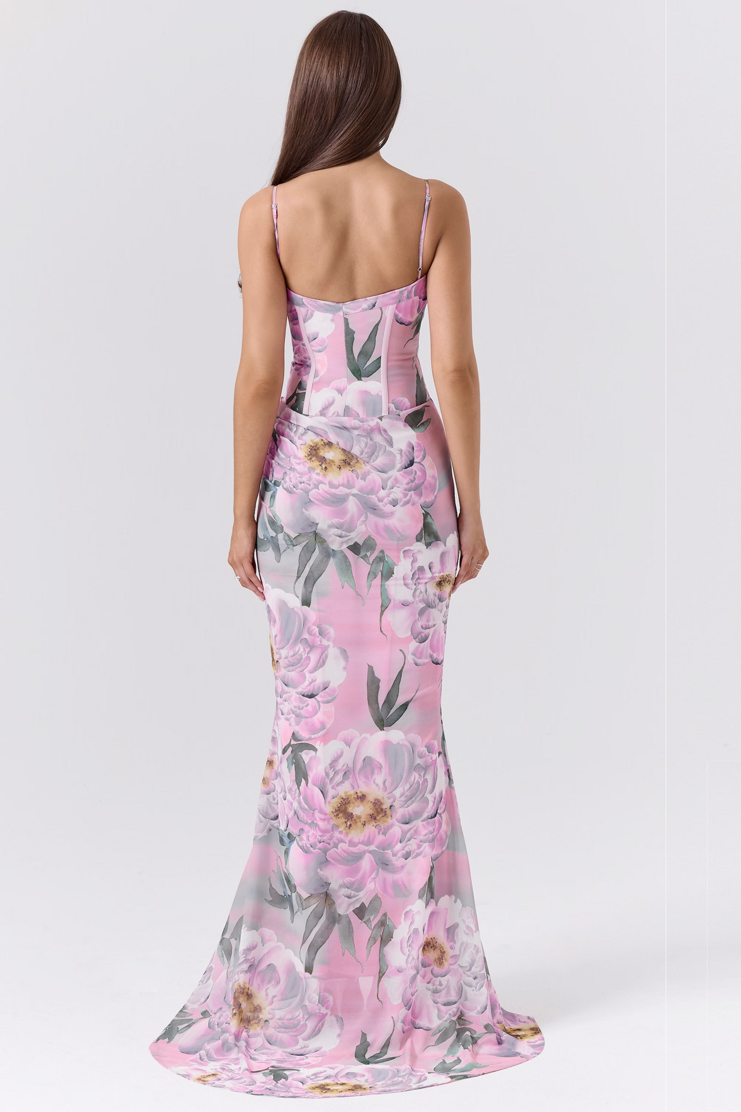 Purple Floral Corset Maxi Dress