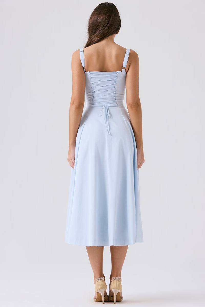Blue Slit Midi Sundress