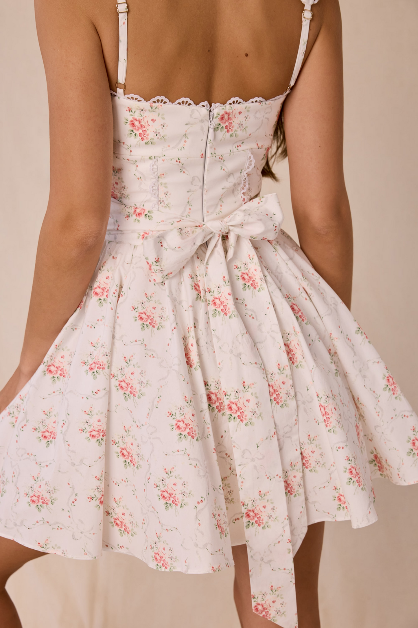 Floral A-Line High Waist Mini Dress