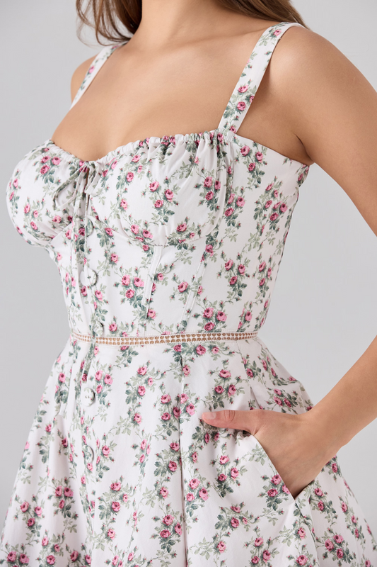 Floral High Waist Mini Dress