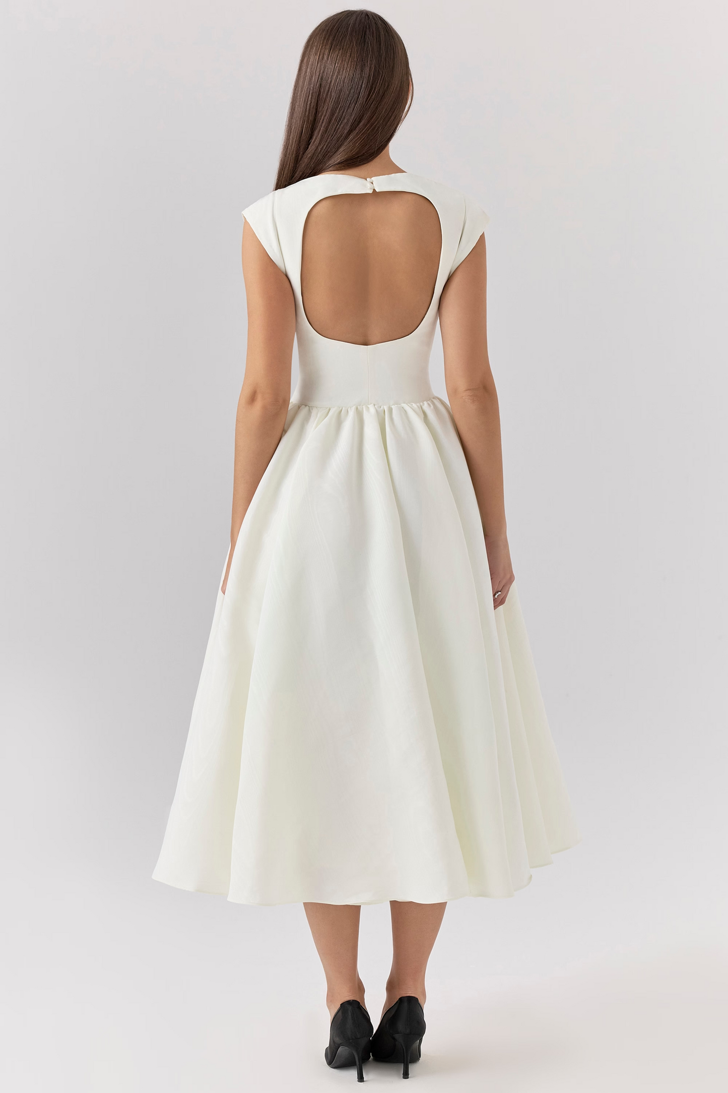 Cream Backless Midi Dress
