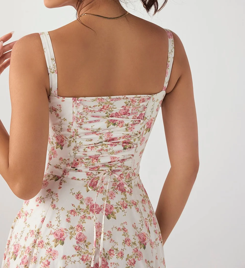 Pink Slit Midi Sundress