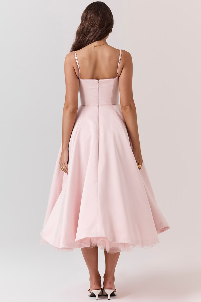 Pink Tulle Midi Dress