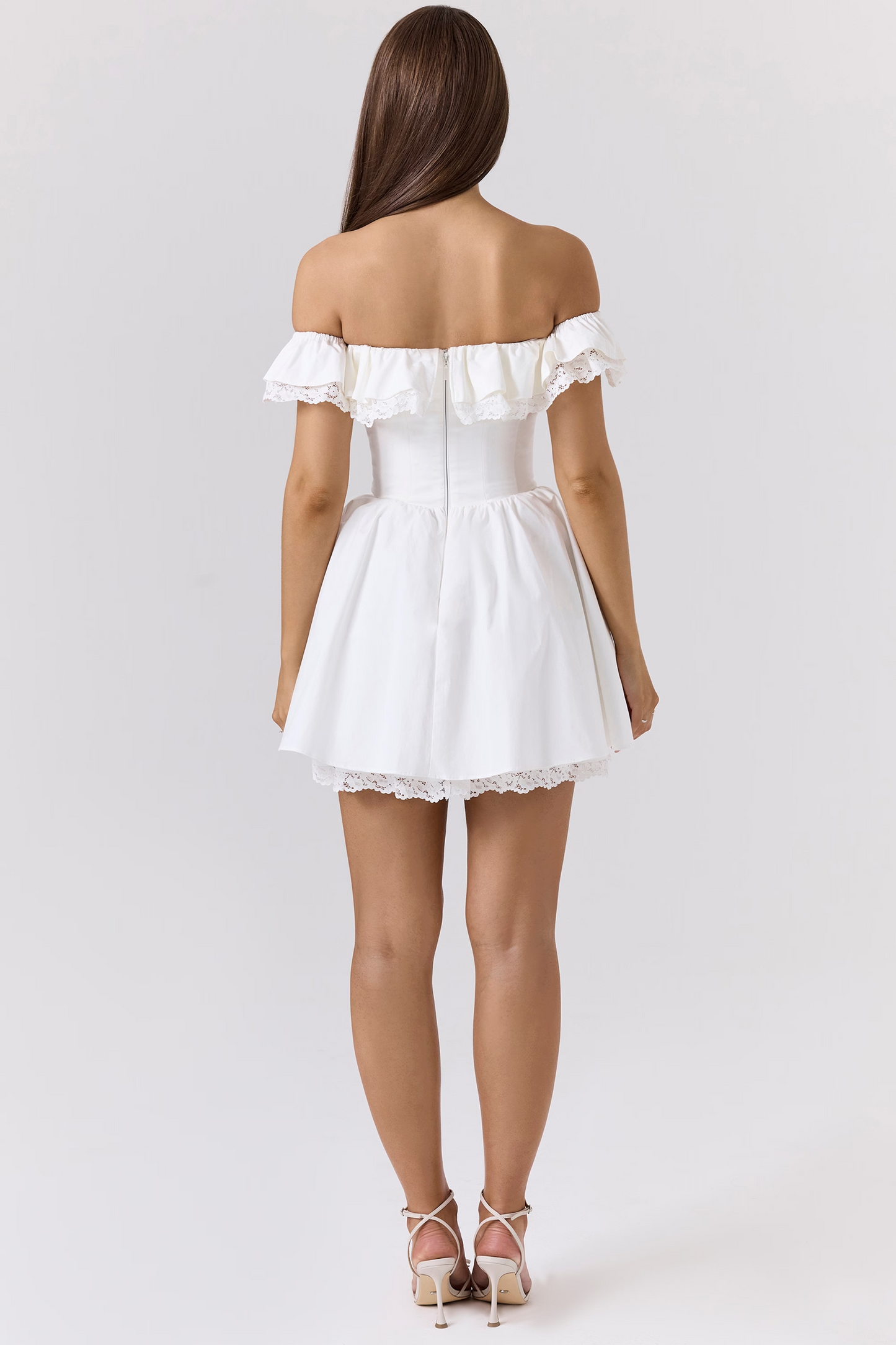 White Off Shoulder A-Line Mini Dress