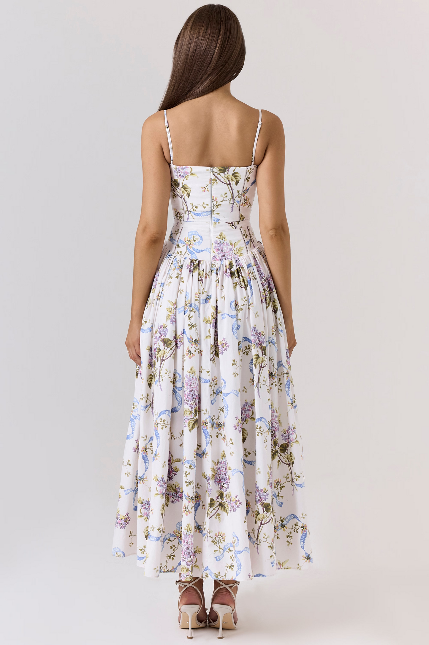 White Floral Midi Dress
