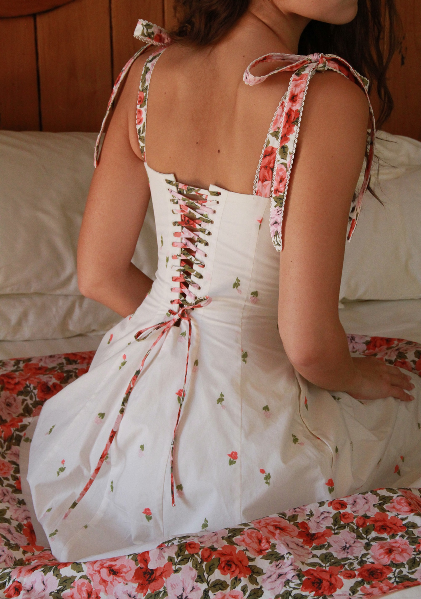 White A-Line High Waist Midi Dress