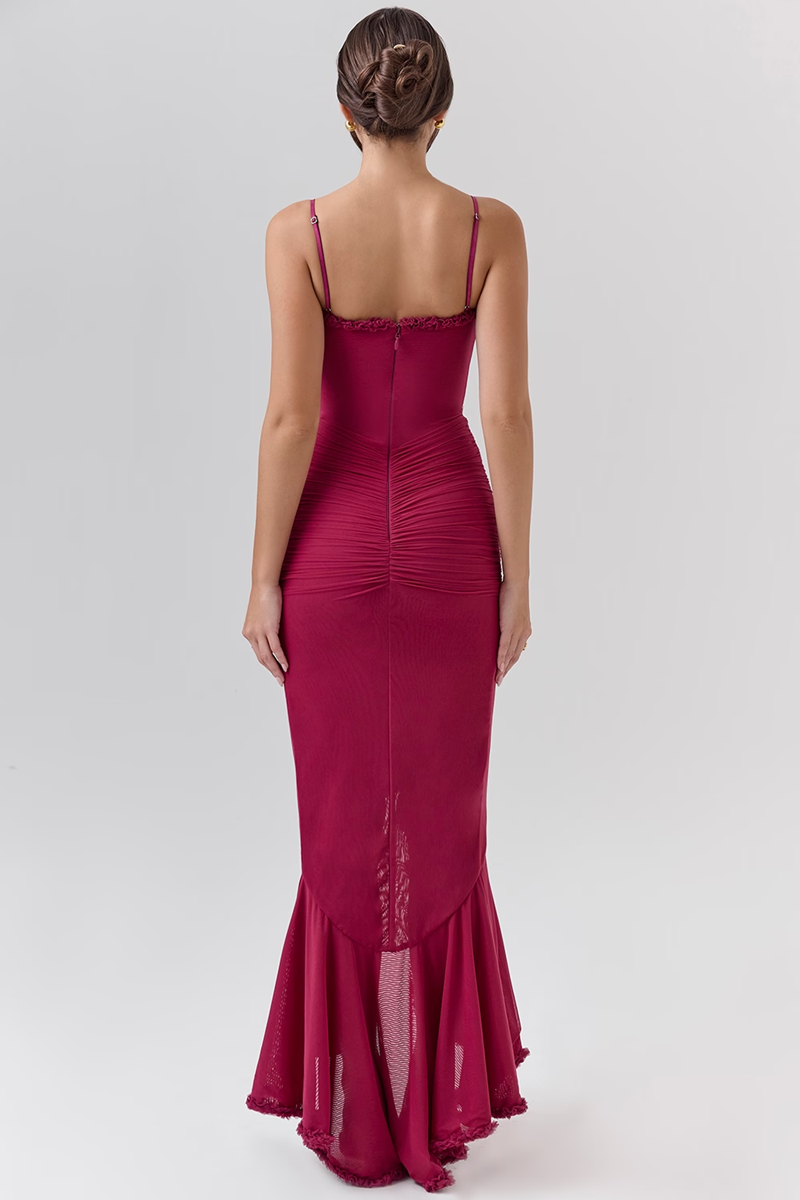 Wine Bodycon Midi Dress